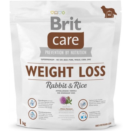 Brit Care (Брит Кеа) Weight Loss (1 кг) корм для взрослых собак всех пород с избыточным весом кролик и рис